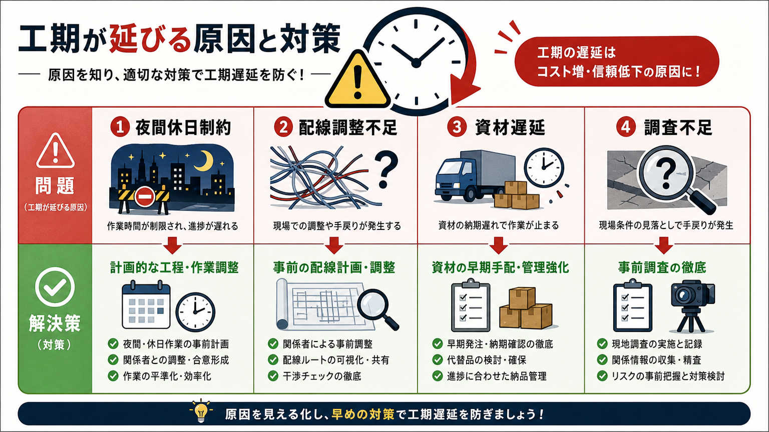 パーテーション工事の工期が延びる原因と対策
